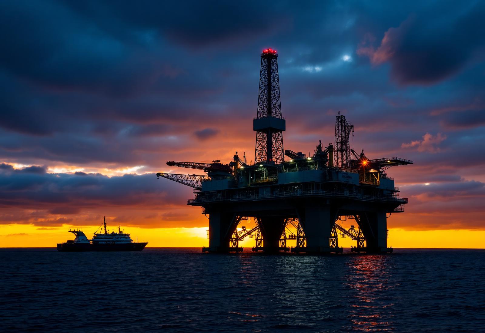 Offshore platform at dusk